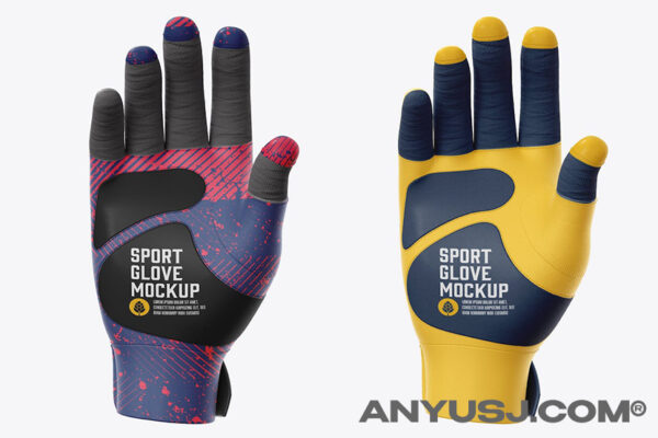 运动手套机车手套PSD印花展示样机Sport Glove Mockup
