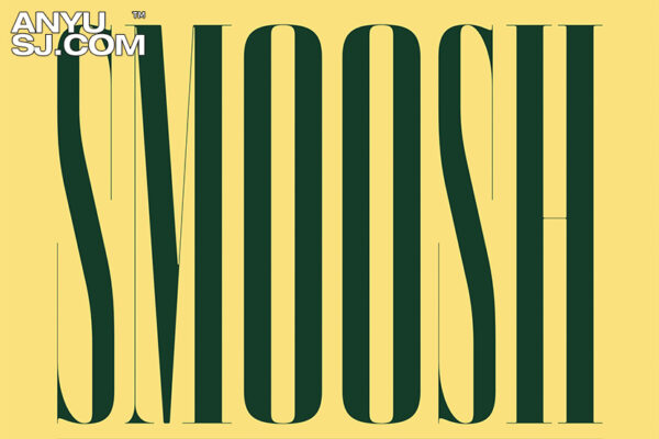极简现代艺术浓缩logo徽标杂志画册海报排版衬线西文字体Smoosh – Type Supply-第3613期-