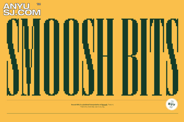 极简现代艺术浓缩像素复古logo徽标杂志画册海报排版衬线西文字体SmooshBits – Type Supply-第3613期-