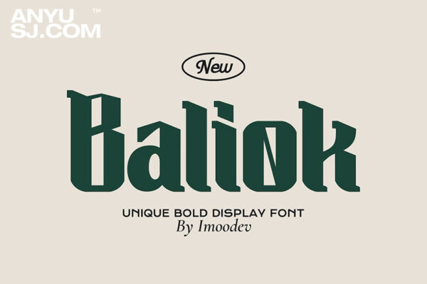 现代复古大胆优雅视觉海报排版标题logo徽标设计衬线西文字体家族Baliok – Bold Serif Font-第3579期
