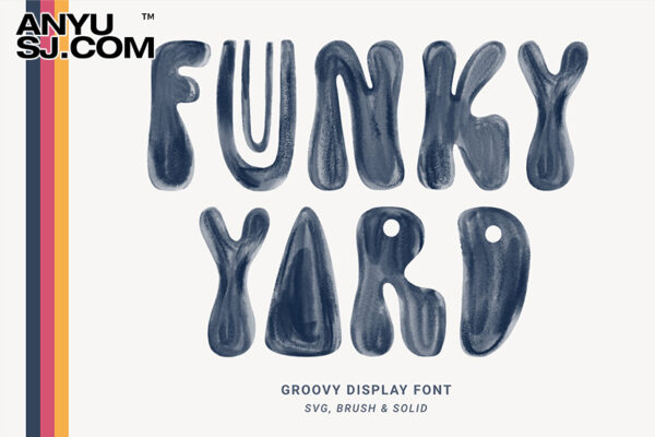 趣味卡通气泡圆润手绘水彩水粉海报排版标题logo徽标设计手写西文字体Funky Yard – SVG Groovy-第3579期