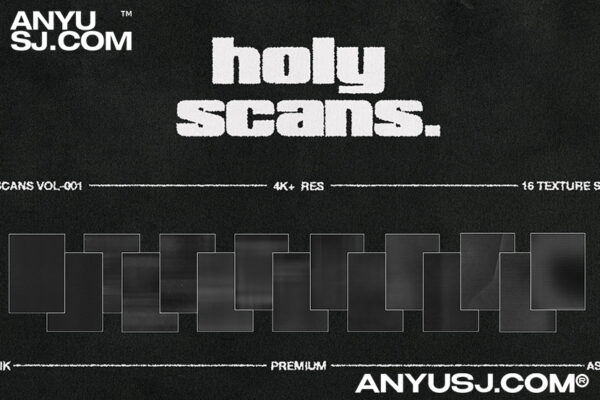 16款高清4K复古颗粒纸张扫描打印印刷噪点背景肌理包Holyscans Textures Pack-第3615期-