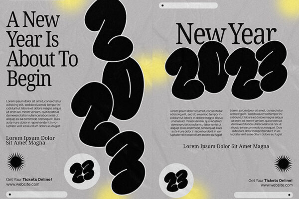 11款现代创意气泡字体标题艺术2023新年Y2K极简品牌推广电商设计公众号推文海报横幅排版源文件合集-第3640期-