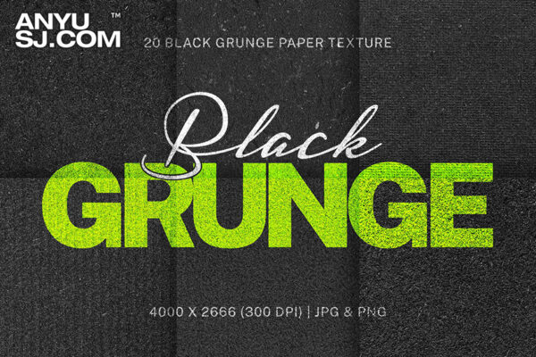 20款高清复古暗黑色纸张肌理纹理背景设计包Black Grunge Paper Texture