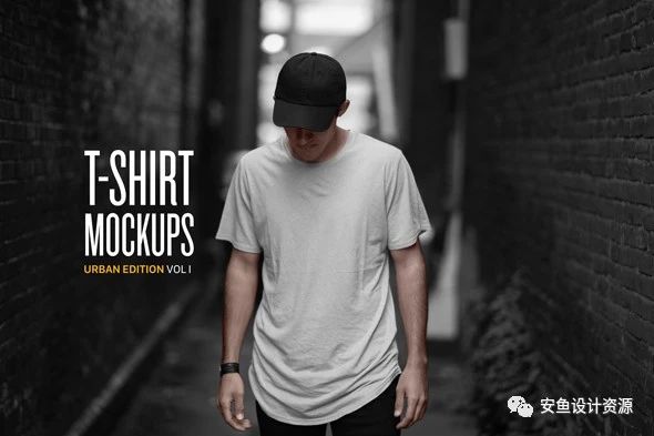 3款都市城市街道街头短袖T恤男模特印花设计展示样机T-shirt Mockups-第1025期-