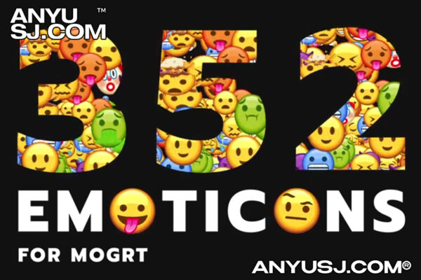 AE/PR模板-352款趣味卡通Emoji表情包符号国旗动画元素Emoticon – Animated Emojis Pack-第3623期-