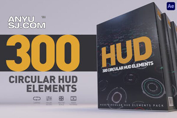 AE模板-300+赛博朋克科技未来HUD仪表盘数据图动态图形HUD 300-第3642期-