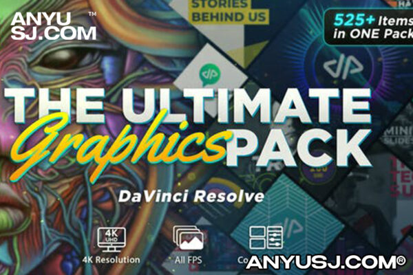 525+4K终极动态插画图形转场过渡标题文字达芬奇模板The Ultimate Graphics Pack – DaVinci Resolve-第3592期-