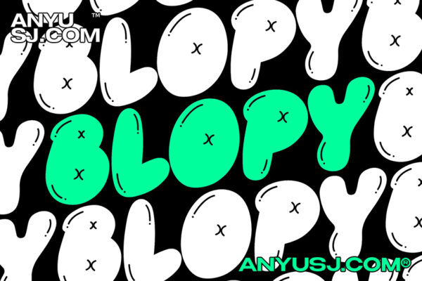 复古可爱活泼圆润气泡手绘卡通海报标题排版艺术手写西文装饰字体Blopy – Bubble Style Font-第3753期-