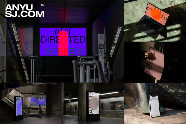 7款质感艺术电梯地下通道户外广告手机电脑投影屏幕海报品牌PSD样机Art Directed Mockup-第3808期-