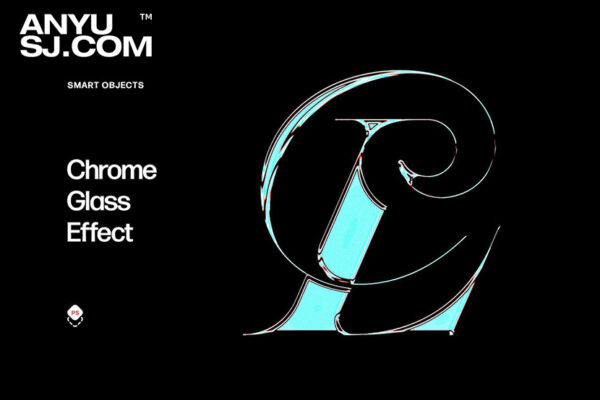 金属镀铬立体文本标题logo设计展示PSD特效样机Chrome Glass Effect-第3694期-