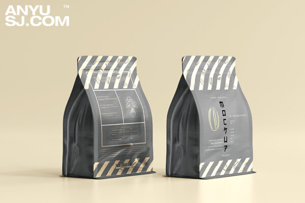 8款质感极简自封袋铝箔袋食品咖啡包装袋塑料袋PSD样机-第3748期-