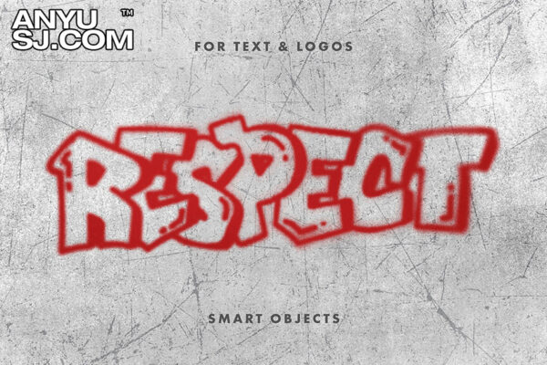 复古逼真水泥墙面喷漆涂鸦文本Logo标题PS特效样机Street Graffiti Text Effect-第3694期-