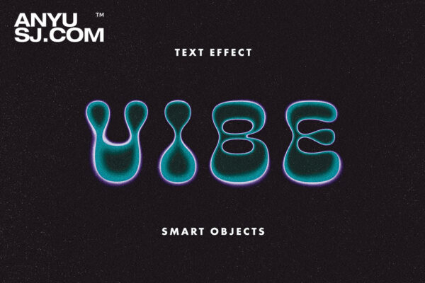 幻影立体艺术模糊渐变文本标题logo特效PSD样机Vibe Text Effect-第3815期-