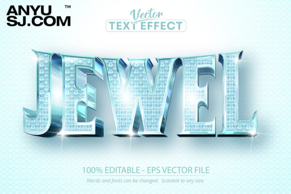 复古3D立体奢华钻石闪光宝石文本Logo标题AI特效样机Jewel – Editable Text Effect, Diamond Font Style-第3694期-