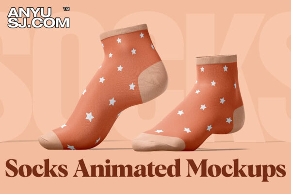 质感动态袜子印花设计展示PSD样机Socks Animated Mockups