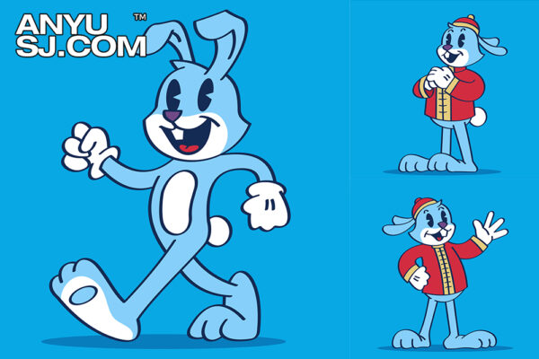 10款趣味兔年新年卡通人物IP角色设计AI矢量源文件插画-第3949期-
