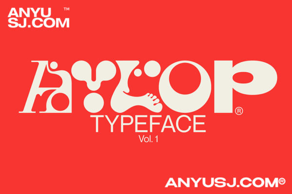 抽象Y2K艺术海报排版标题logo徽标实验性装饰西文Aylop® Typeface-第3866期-