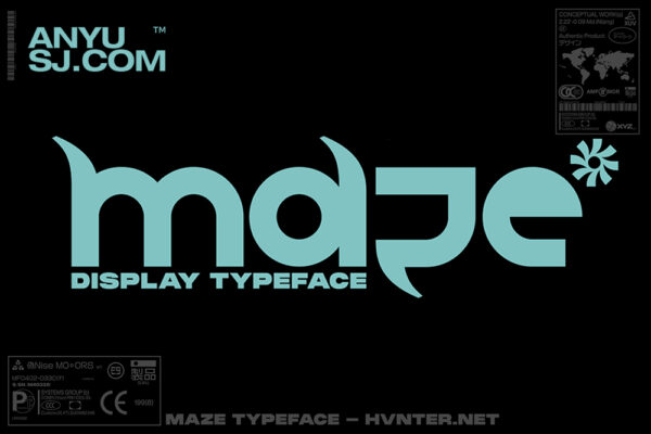 独特圆润科技未来艺术海报排版标题logo徽标装饰西文Maze Typeface-第3866期-