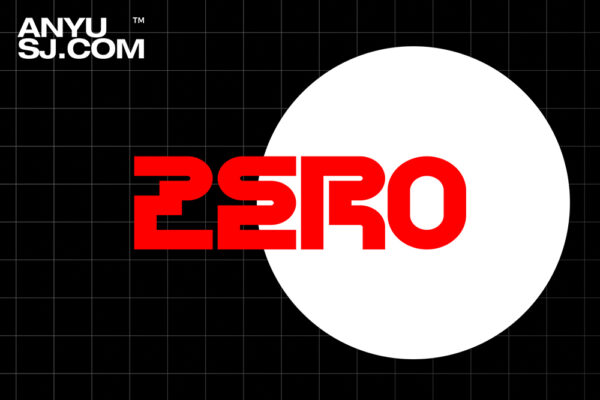 未来现代几何创意科技赛博朋克抽象艺术海报标题排版logo无衬线装饰西文字体Zero Font-第3976期-