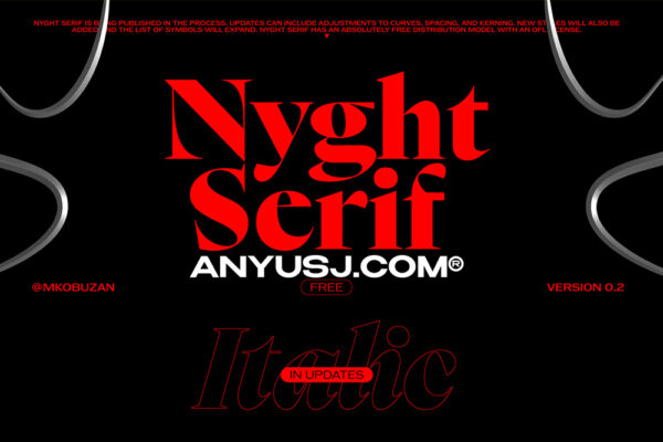 可商用品牌艺术海报标题徽标logo排版复古欧式衬线西文字体Nyght Serif 0.2 font Cyrillic FREE第3846期-