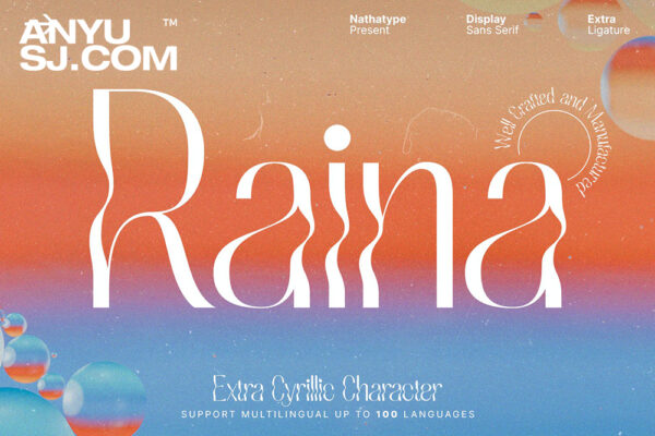 独特酸性扭曲艺术海报标题排版艺术西文装饰衬线字体Raina-第3887期-