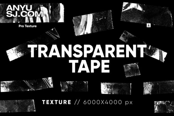 20款创意复古透明塑料胶带撕裂做旧艺术PNG背景肌理20 Transparent Tape Texture HQ-第3900期-