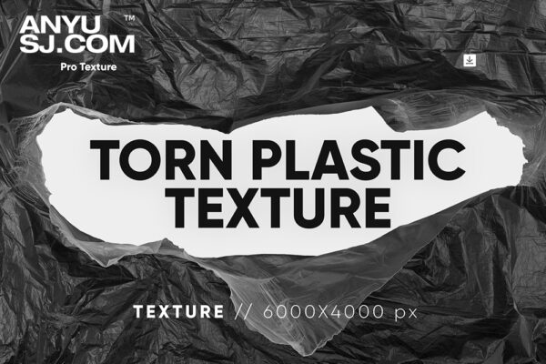 10款创意复古黑色塑料袋撕裂做旧艺术PNG背景肌理10 Torn Plastic Textures-第3900期-