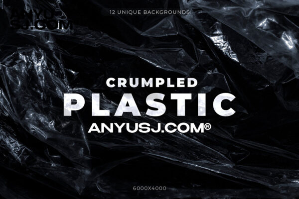 12款透明复古做旧塑料袋塑料薄膜褶皱背景肌理叠加素材Crumpled Plastic Backgrounds