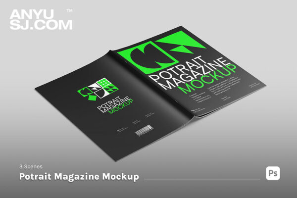 3款质感杂志企业画册书籍封面内页设计展示PSD样机Magazine Mockup