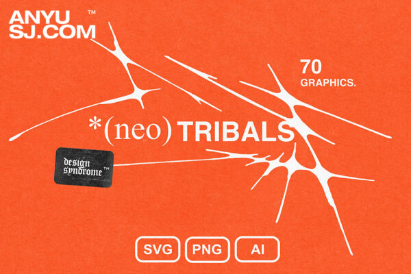 70款抽象艺术复古部落图形狂野手绘AI矢量印花源文件套装NEO TRIBALS By Design Syndrome-第3877期-