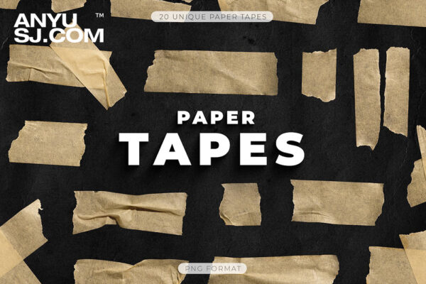 20款高清纸张撕纸牛皮纸胶带纸带PNG免扣素材Paper Tape Overlays