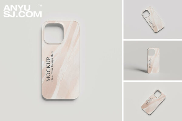 4款极简质感塑料手机壳外包装设计展示样机Phone Case Mockup