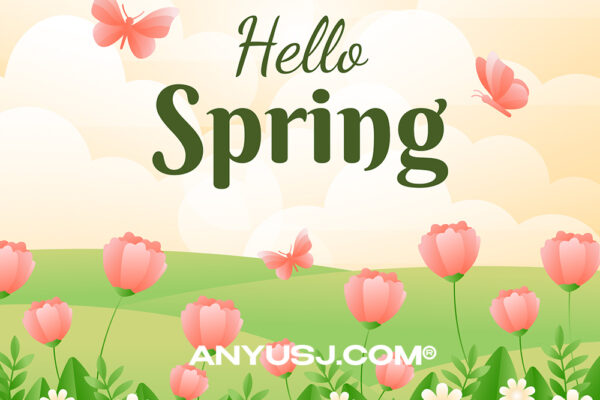 10款春季立春花卉花朵弥散光背景插画海报AI矢量源文件-第4035期-