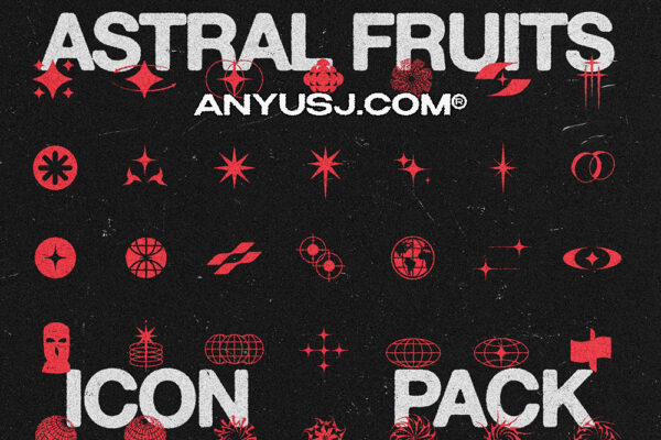 35款精致抽象几何艺术星芒AI矢量图形图标设计套装Astral Fruits Vector Pack-第4089期-
