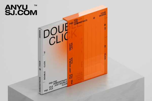 质感书籍塑料透明亚克力书套精装硬壳笔记本封面设计展示PSD样机Book Mockup