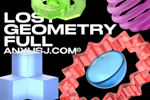 91款多材质3D几何抽象玻璃哑光黑白渐变立体Blender模型PNG元素套装Lost Geometry-第4120期-