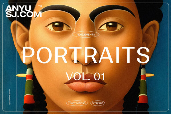 150款复古高清手绘原始部落土著埃及少数民族人物肖像人像油画插图插画图案JPG套装Portraits – Vol.01-第4115期-