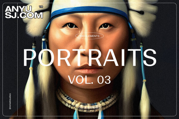 100款古代原始部落土著人物肖像人像头像手绘油画插图插画JPG图片套装Portraits Vol.03-第4136期-