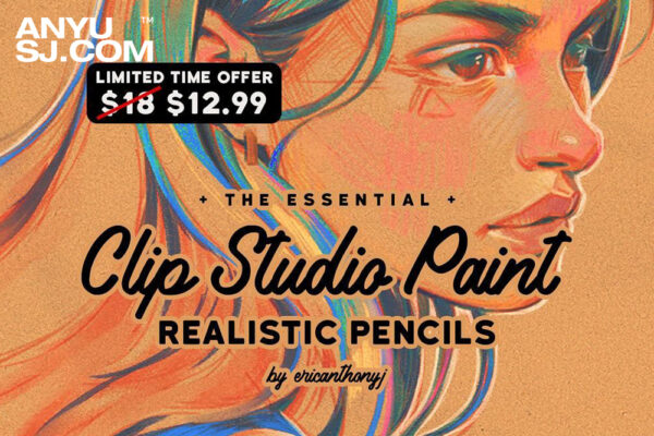 18款CSP人物自然复古木炭铅笔画笔手绘插画专业笔刷套装REAL PENCILS for Clip Studio Paint-第4242期-
