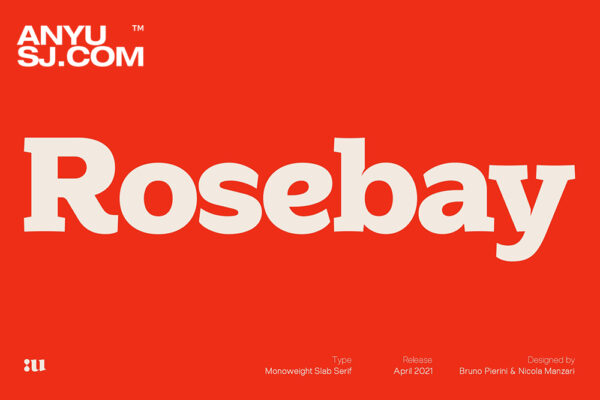 2款复古平板拱形现代西文海报logo标题排版衬线字体Rosebay Slab-第4137期-
