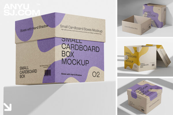 16款正方形天地盒折叠环保纸盒包装盒礼品盒礼物盒纸箱PSD样机套装-第4201期-