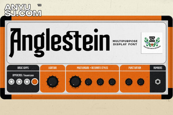 复古标题乐队标志Logo设计无衬线英文字体素材 Anglestein Font-第1046期-