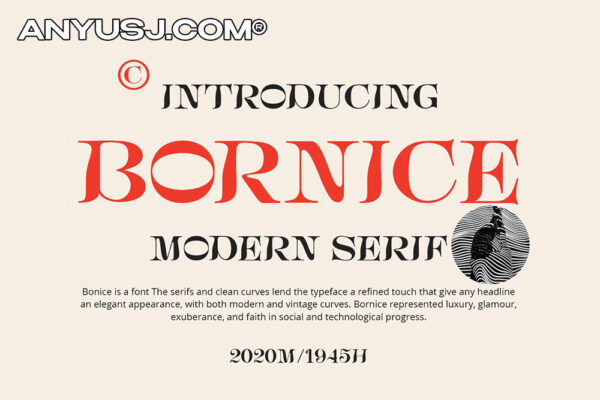 现代优雅复古酸性杂志海报标题徽标Logo衬线英文字体素材 Bornice Modern Serif-第1046期-