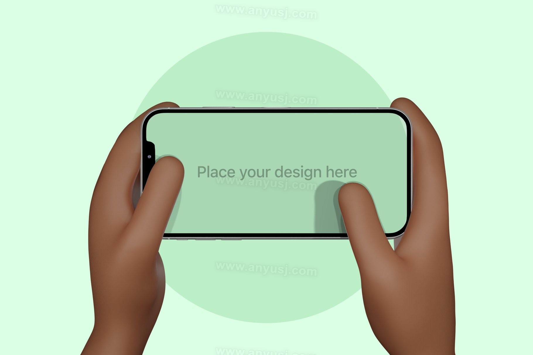 有趣3d卡通手持苹果手机iphone屏幕演示样机模板 handzz – 3d hands