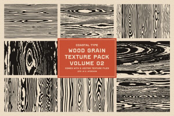 9款复古艺术抽象木头木质年轮木纹砂砾背景肌理叠加设计套装Wood Grain Texture Pack Volume 02
