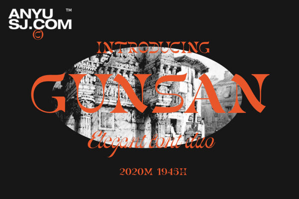 逆反差复古酸性艺术海报杂志Logo标题英文字体设计素材 Gunsan Font Duo-第1046期-