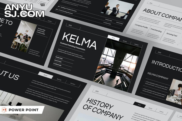 极简商务营销业务项目报告演示幻灯片文稿排版模板Kelma Marketing Business PPT/GSL/Key Templates