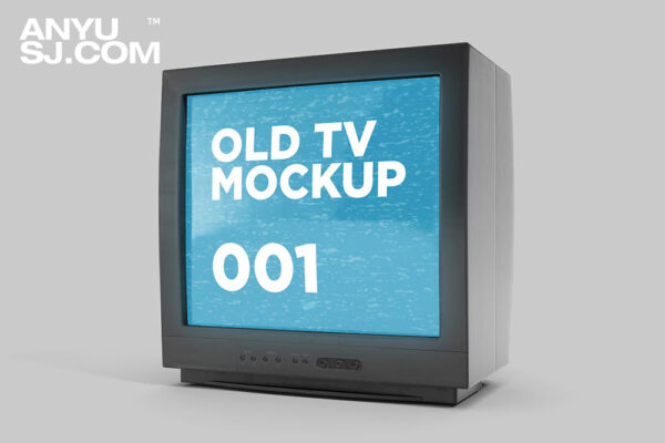 3款复古老式TV电视机显示器屏幕设计展示PSD样机Old TV Mockup 001