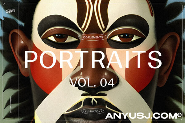 100款古代原始部落土著人物肖像人像头像手绘油画插图插画JPG图片套装Portraits Vol.04-第4204期-